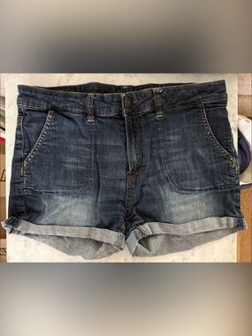 Buffalo David Bitton Dark Blue Rolled Hem Denim Shorts